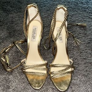Gold strapy heels